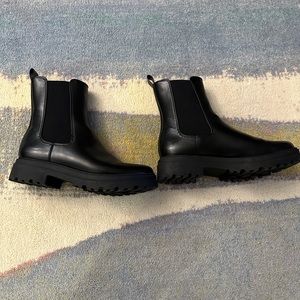 Black Lug Sole Chelsea Boots Size 10.